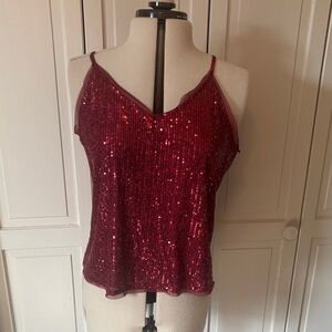 Ellison Sparkling Burgundy Sequin Top